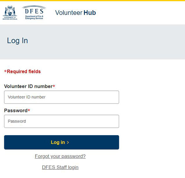 Volunteer Hub log on credentials